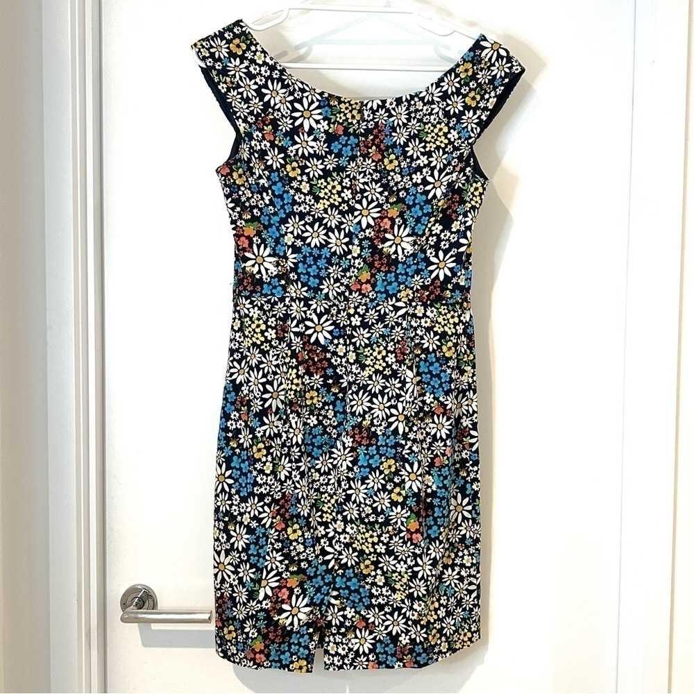 Review floral dress navy blue rainbow flowers floral feminine ladies size 10 - Picture 2 of 5